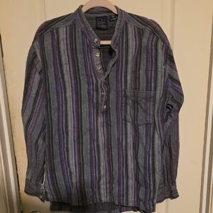Shah Safari Striped Purple and Gray Men's Shirt Medium
